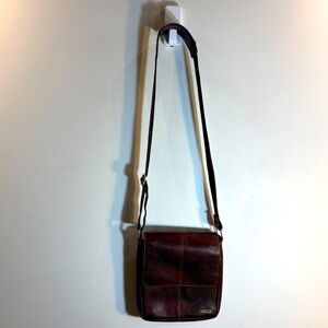 TEAKWOOD BrownSnap Closure Crossbody Inside Pockets Shoulder Bag
